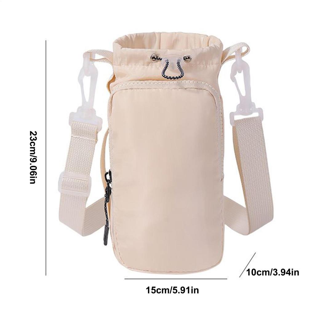 Water Bottle Holder Large Insulated Drawstring Pouch Water Bottle Carrier Bag with Strap for Outdoor Travel Camping Hiking