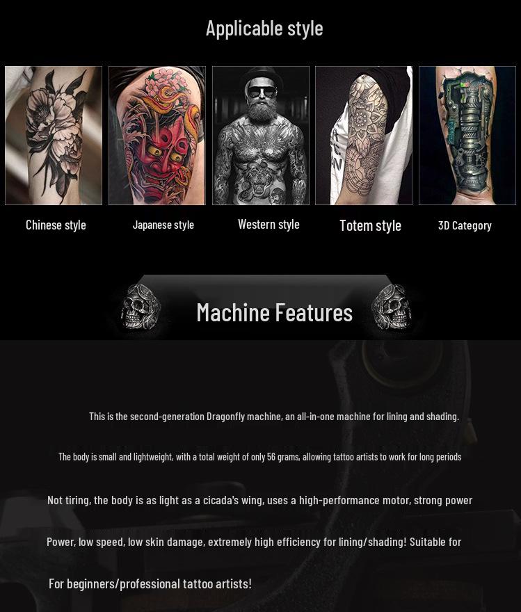 Mo Rui Dragonfly Professional Tattoo Machine Kit - Complete Tattoo Equipment Set