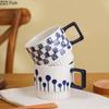Creative Stacking Cup Painted Pattern Porcelain Mugs Tableware Coffee Mug Dining Table Afternoon Tea Teacup Fruits Juice Cup