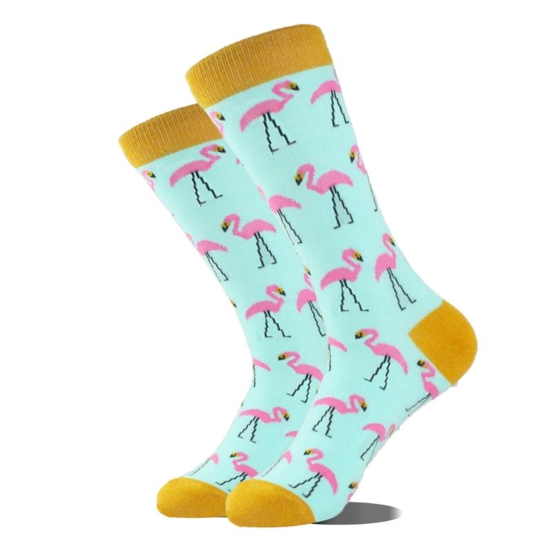 5 Pairs Novelty Funny Unisex Colorful Flamingo Pattern Crew Socks Hosiery for Everyday Wear School or Outdoor Activity