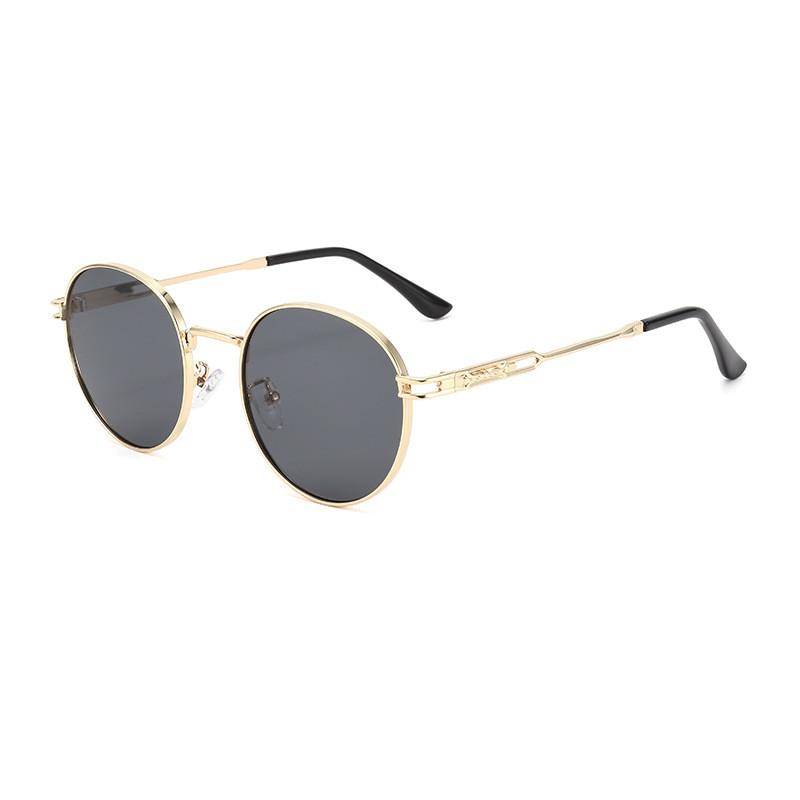 Retro Geometric Metal Round Sunglasses With Uv400 Protection For Men And Women GoldFrameGrayLens
