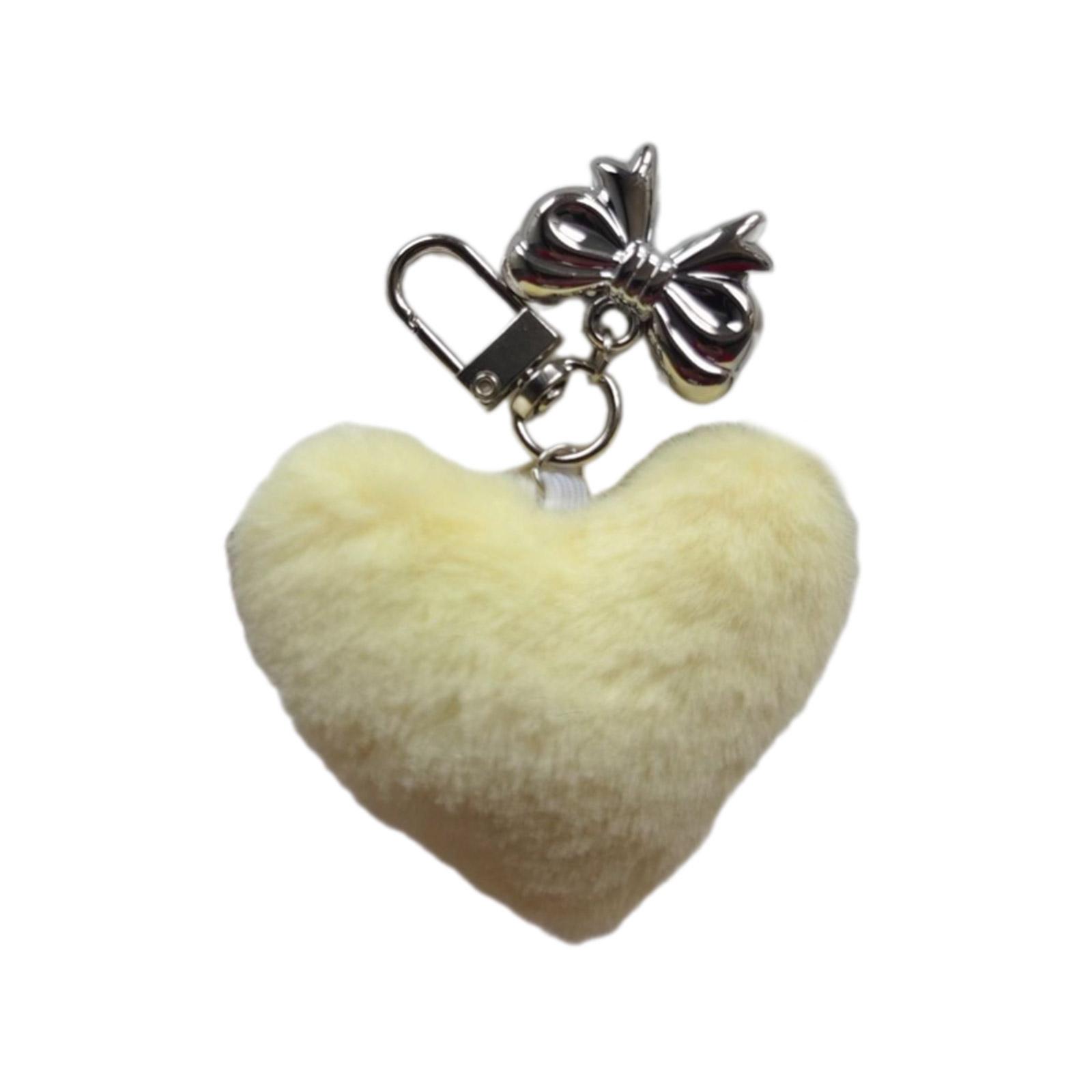 

Плюшевый брелок в виде сердца с бантом, милые украшения, брелок, украшение для рюкзака, сумки, подвеска, подарок для девочек и женщин жёлтый