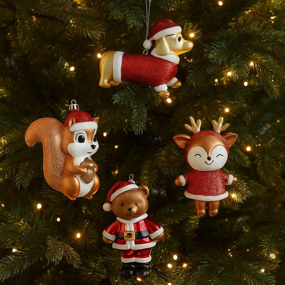 Gold Little Bear Squirrel Ornament Shimmering Festive Plastic Ornament  Home Decor