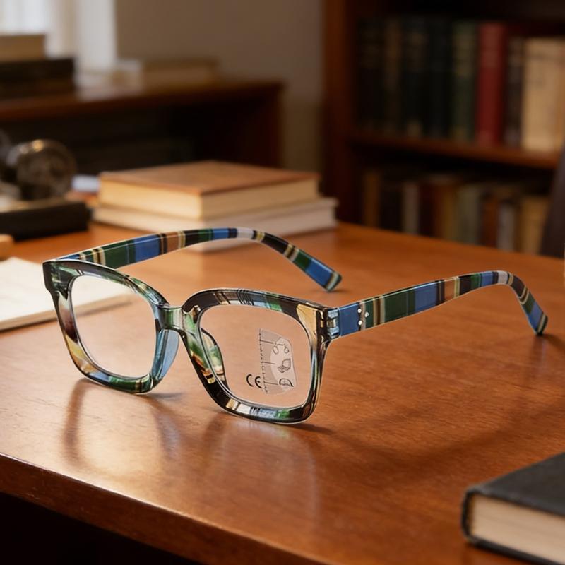Fashionable Square Multifocal Glasses for Women Men Classic Casual Progressive Eyewear Unisex Trendy Stripe Far Sight Presbyopia