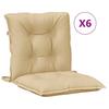 Vidaxl Low Back Chair Cushions, 6 Pcs, Beige Melange