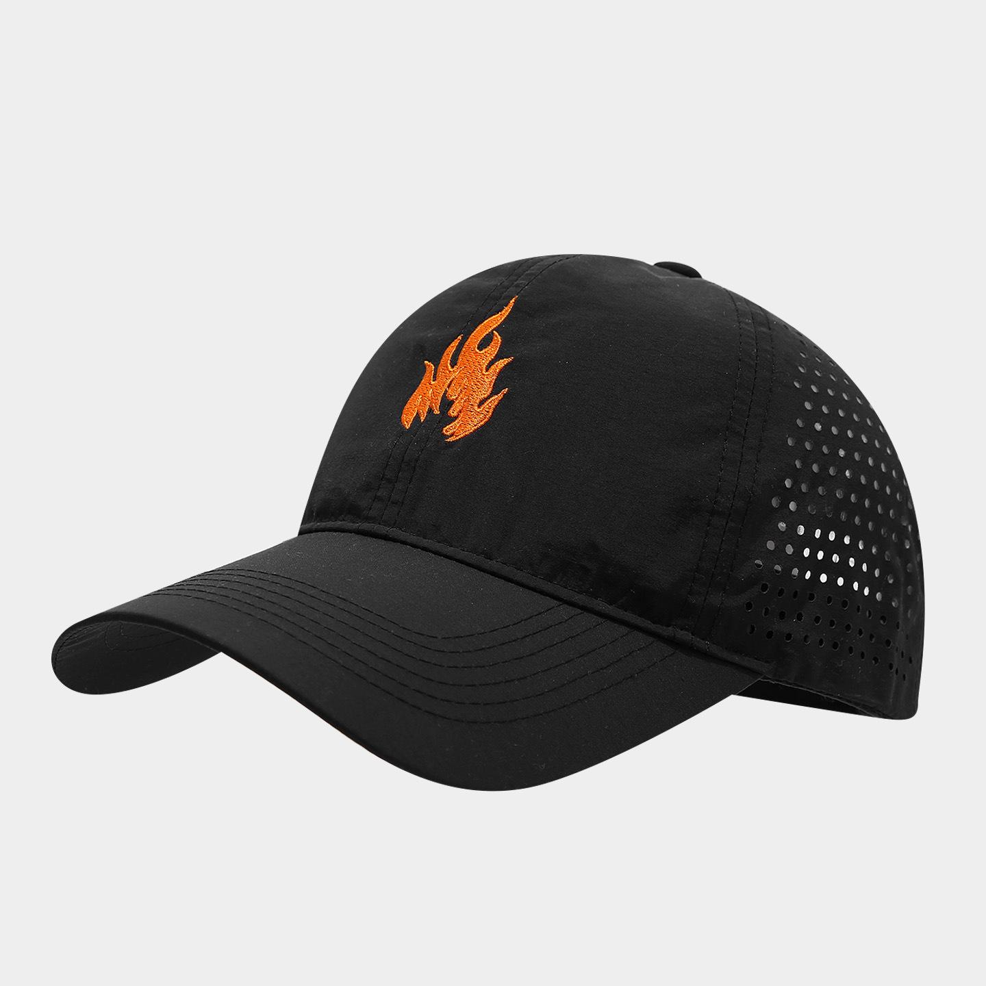 6-Panel Laser Perforated Baseball Cap - Flame Pattern Sun Hat with Quick-Dry Waterproof Mesh Sport Performance Snapback Adjustable чёрный
