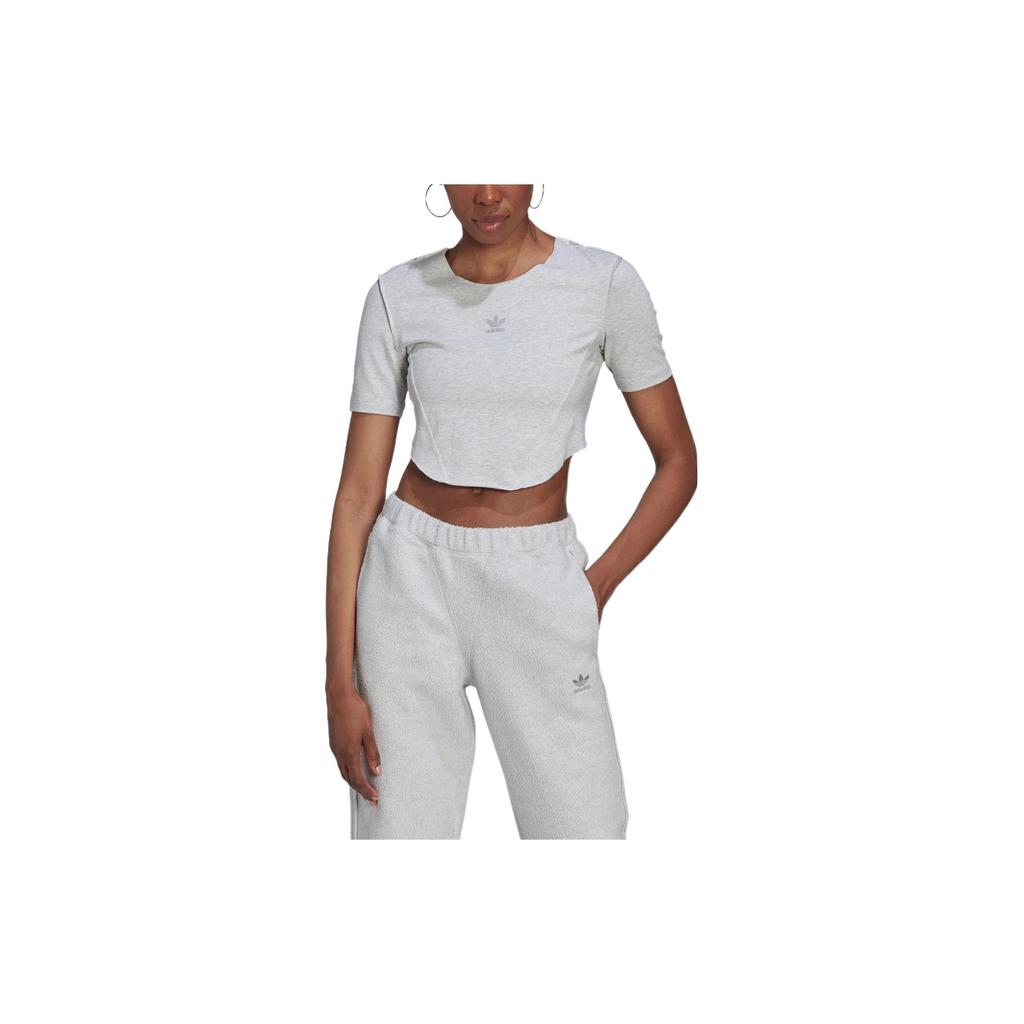 Adidas Originals Trefoil Logo Print Kurzarm T-Shirt Damen Oberteile Weiß HL9130