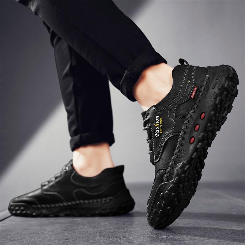 Spring 2025 New Doudou Shoes Men's Large Size Casual Leather Shoes Soft Leather Men's Shoes Versatile Soft Sole Driving Shoes Breathable