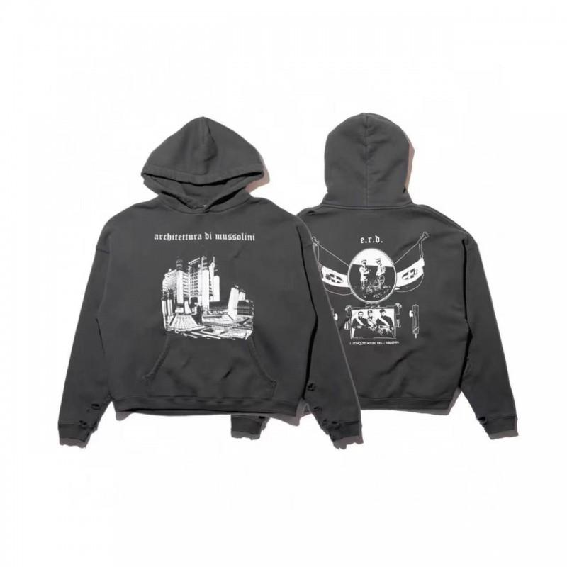 Unisex Vintage Washed Cotton Hoodie With Graphic Print Loose Fit Streetwear