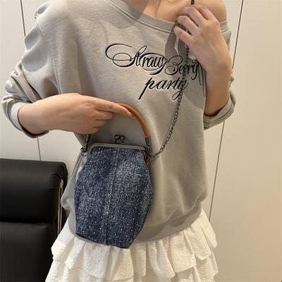 2025 neue Denim literarische große Kapazität Kettenschloss vertikal tragbar Umhängetasche Handy-Tasche