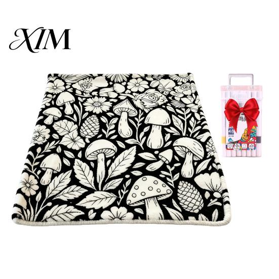 Soft Polyester Blanket for Painting DIY Coloring with 24 Markers, Color Your Own Blanket, 59" X Unique Birthday Gift Kids 45" Cozy Throw Sofa,