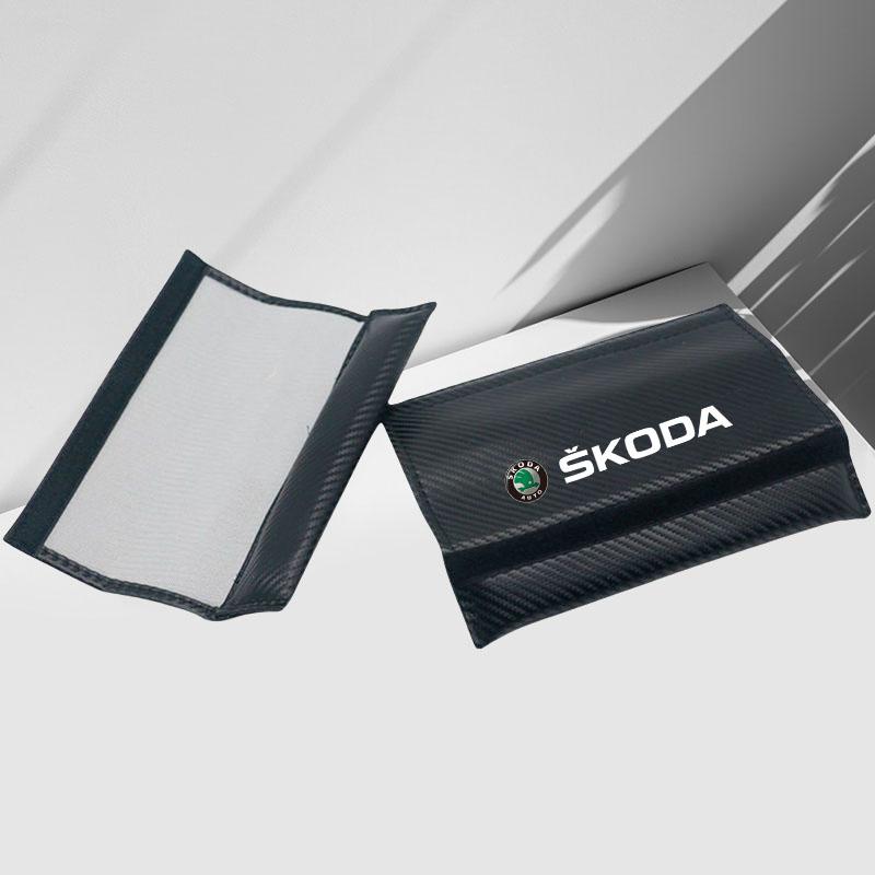 ABC3  2Pcs Car Seat Belt Cover Shoulder Protector Cushion Pad for Skoda Octavia 2 3 Fabia Superb Rapid Kodiaq Karoq Auto Accessories
