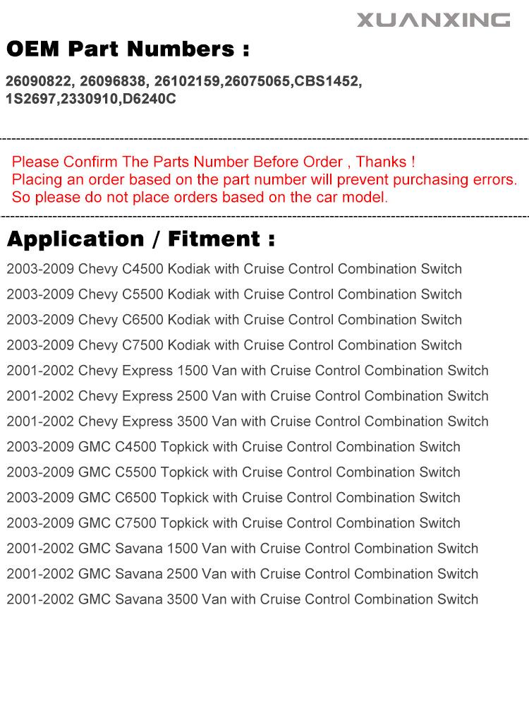 Chevrolet Express 1500 & GMC Turn Signal Switch (26090822)