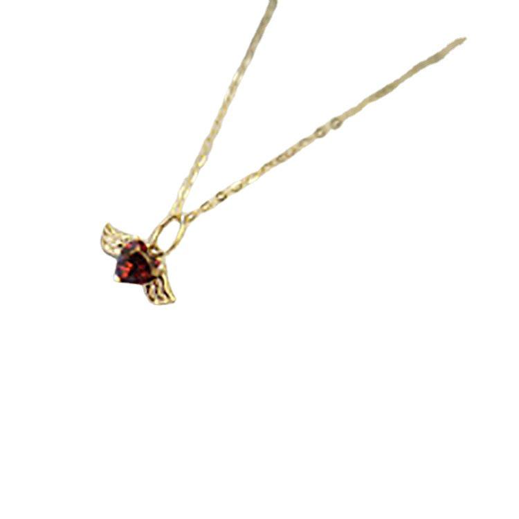 S925 Sterling Silver Heart-Shaped Necklace for Women - Clavicle Chain with Japanese Light Luxury Little Angel Pendant.