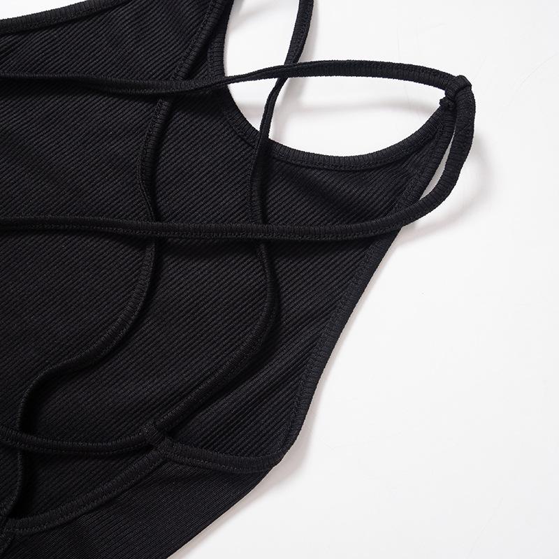 Y2K Damen Tops Rückenfreies Crop Top Ärmellos Sexy Niedlich Schwarze Weste Tank Top Sommer Kurze Weste Weiblich 2000er Kleidung