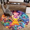 1pz Pokemon Pikachu & Amici Tappeto Rotondo - Tappetino Sedia Design Anime, Regalo Ufficio, Decorazione Stagionale