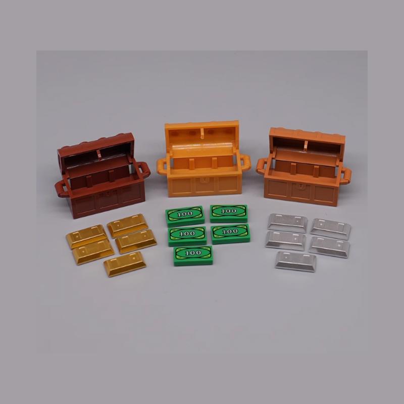 Character Scene Building Blocks Accessories Treasure Dollar Silver Ore Diamond Box Wine Glass Chain Key Teapot Toy Gift Brick