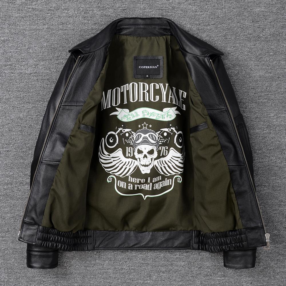 Vintage Red Brown Men Genuine Leather Jacket Real Cow Skin Coat Flight Suits Pilot Bomber Men's Jackets Spring Autumn