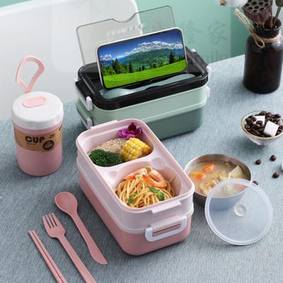 Pudełko na Lunch ze sztućcami o dużej pojemności, szczelne, łatwe do czyszczenia pudełko na żywność Bento do szkoły Home Office