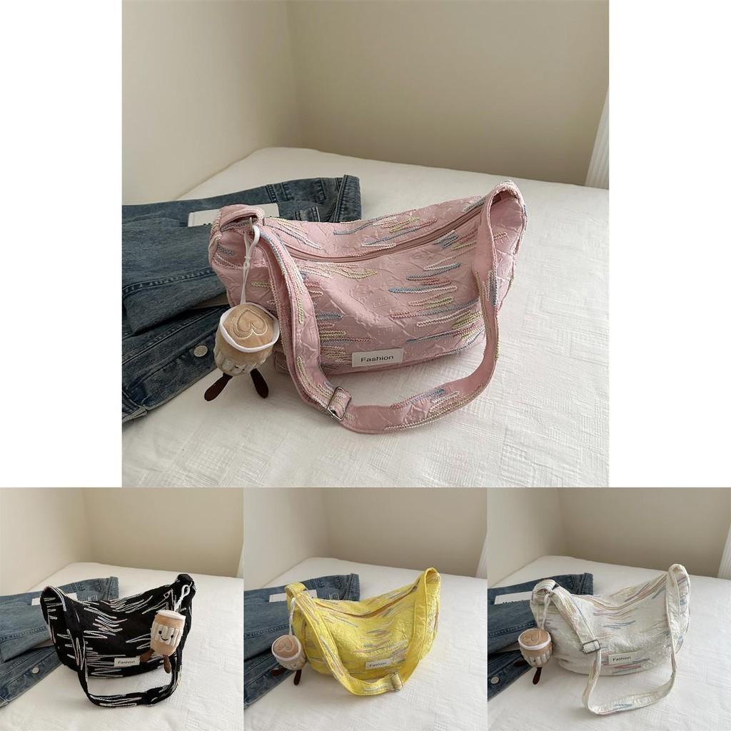 Large Capacity Summer 2024 Trendy Canvas Tote Bag Fashionable Street Style Shoulder Bag
