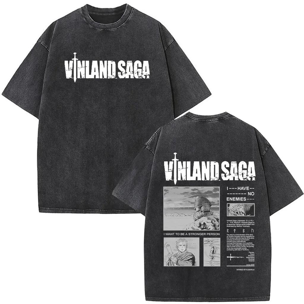 Summer Fashion Mens Women Casual Oversized Tshirts Anime Vinland Saga Tshirt Manga Thorfinn Karlsefni Vintage Washed T Shirt
