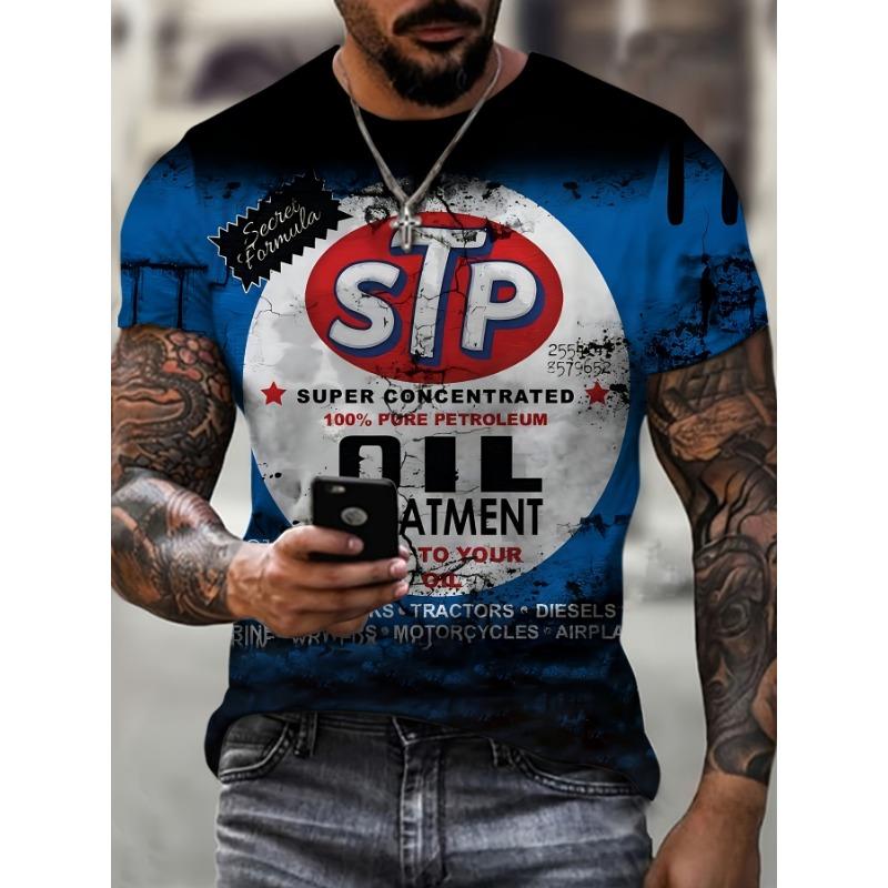 Color Block Splash Ink 3D Print Men's Trendy Sports Short Sleeve Crew Neck T-shirt, Summer Outdoor