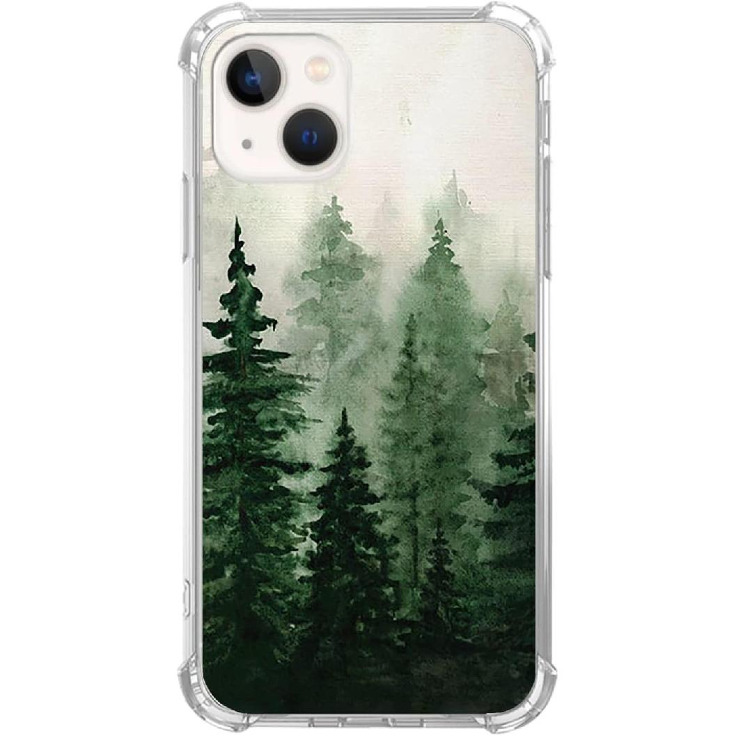 

Watercolor Tree Spruce Case Compatible with iPhone 13, Green Forest Nature Art Case for iPhone 13 for Teen Men Women, Trendy Cool TPU Bumper Case
