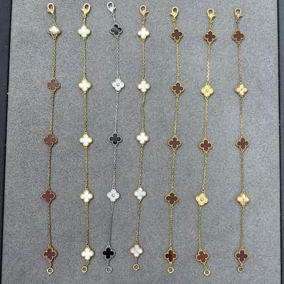 High-end Version Four-leaf Clover Mini Five-flower Bracelet for Women Rose Gold with Chalcedony and Red Agate Mini Bracelet