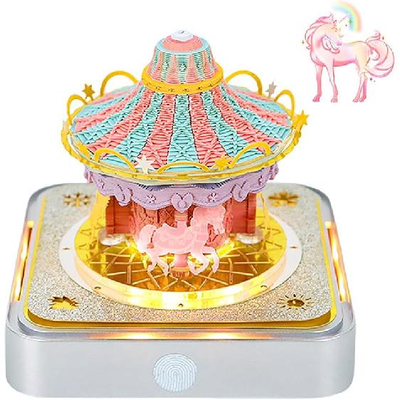 Time Piece Calendar, 3D Art Calendar Memo Pad 2025 Creative Desk Calendar with Light,Christmas Tree Rip Away Paper Carving Memo Pad Art Notepad