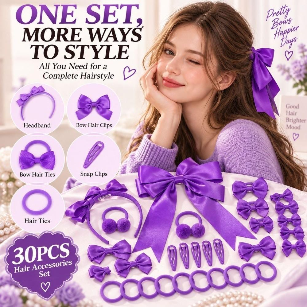 30Pcs/Set Bowknot Bow Hair Clips No Hurt Hair Girls Hair Accessories Set Gifts Hair Bows Set Girls