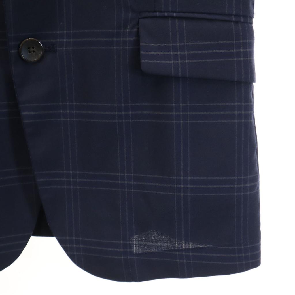 417EDIFICE Check Pattern Suit Setup S Navy Thin Men's Used