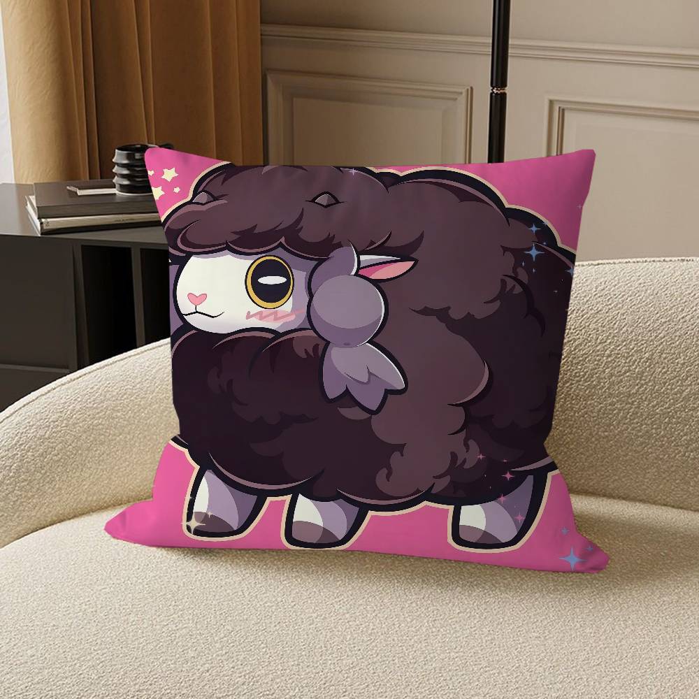 W-Wooloo Cute Sheep Pillow Covers Cartoon Sofa Decorative Home Double-sided Printing Short Plush Cute Cushion Cover