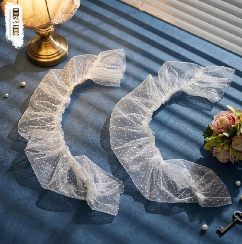 Detachable Off Shoulder Polka Dot Tulle Long Sleeves Ruffle Puff Arm Covers Removable Bridal Sleeve Cuffs For Strapless Wedding Gown Photoshoot