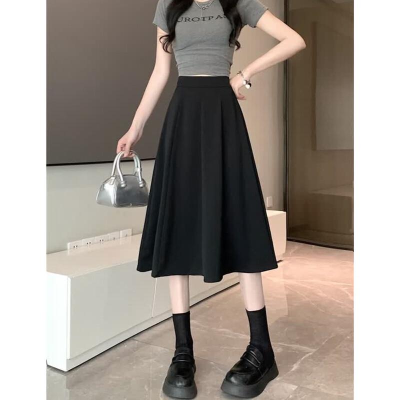 Women's Casual High-Waist A-Line Midi Skirt