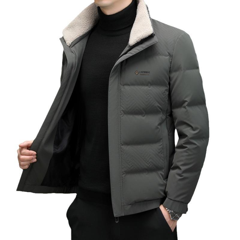 Winter Dicke Daunenjacke für Herren, thermisch und winddicht, schmal geschnitten, neue weiße Entendaunen, kurze Daunenjacke, Übergröße, lässiger Mantel
