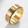 Nordic Rune Rotatable Titanium Steel Couples Ring, Rune Engraved Stress Relief Men's Rings