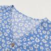 Floral Print High Waist V Neck Dress with Irregular Flying Sleeve for Women