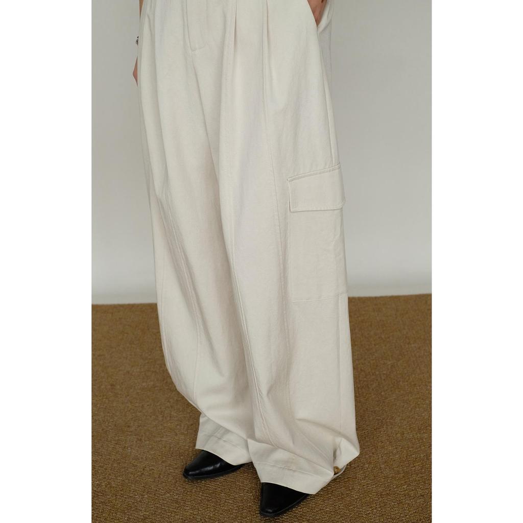 Women's Spring Drape Twill Tencel Cotton Wide-Leg Elastic Waist Pants - Versatile Workwear and Casual Slim Trousers