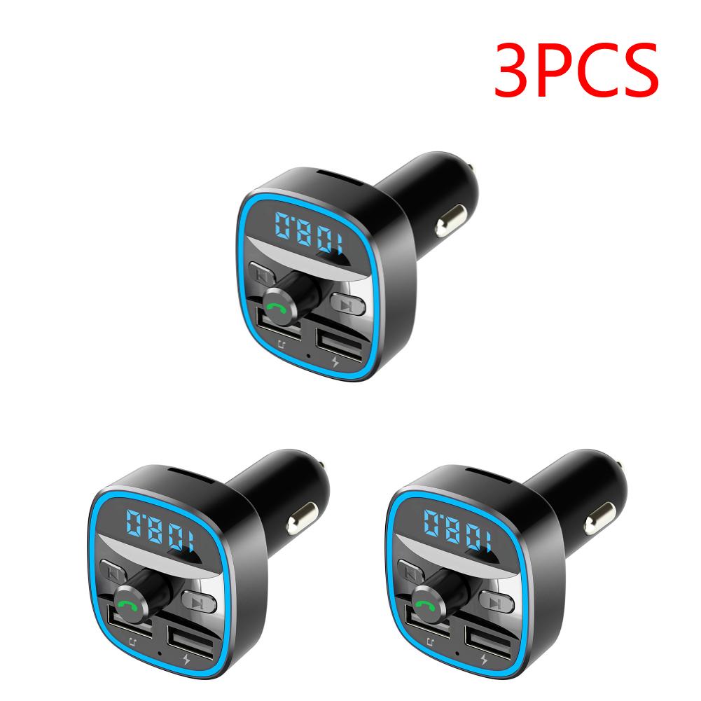 Car Bluetooth-compatible 5.0 FM Modulator Transmitter Smart Voice Navigation MP3 Player Fast Charging Dual USB Charger