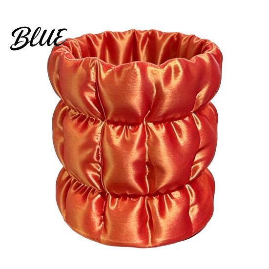 Soft Satin Pen Container Macaron Color Holder Cloud Pleat Design Pencil Office Desk