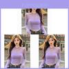 Tshirt For Women Oversize Purple Mesh Panel Spring 2025 Stylish Fashion Top