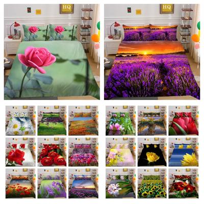 Bedrucktes Blumen-Mikrofaser-Bettwäsche-Set, Bezug für Einzelbett, Trösterbezug-Set für Mädchen, Superior-Schlafzimmer-Dekoration