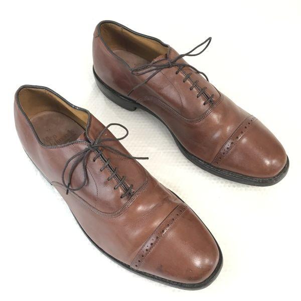 Vintage 80s-90s Allen Edmonds Byron Goodyear Welted Leather Punched Cap Toe Shoes Size 10.5D 28.0-28.5cm Brown(USED)