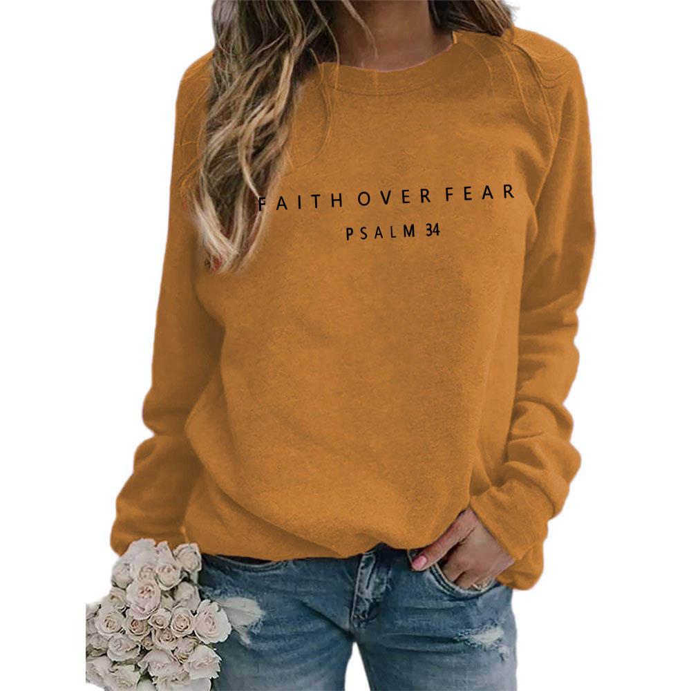Women's Crew Neck Long Sleeve Loose Fit Sweatshirt Casual Letter Graphic Pullover