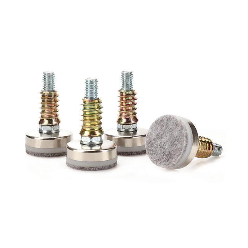 Livellatori per Mobili Regolabili M10 x 35mm con Feltro per Tavoli Sedie Armadi Confezione da 8