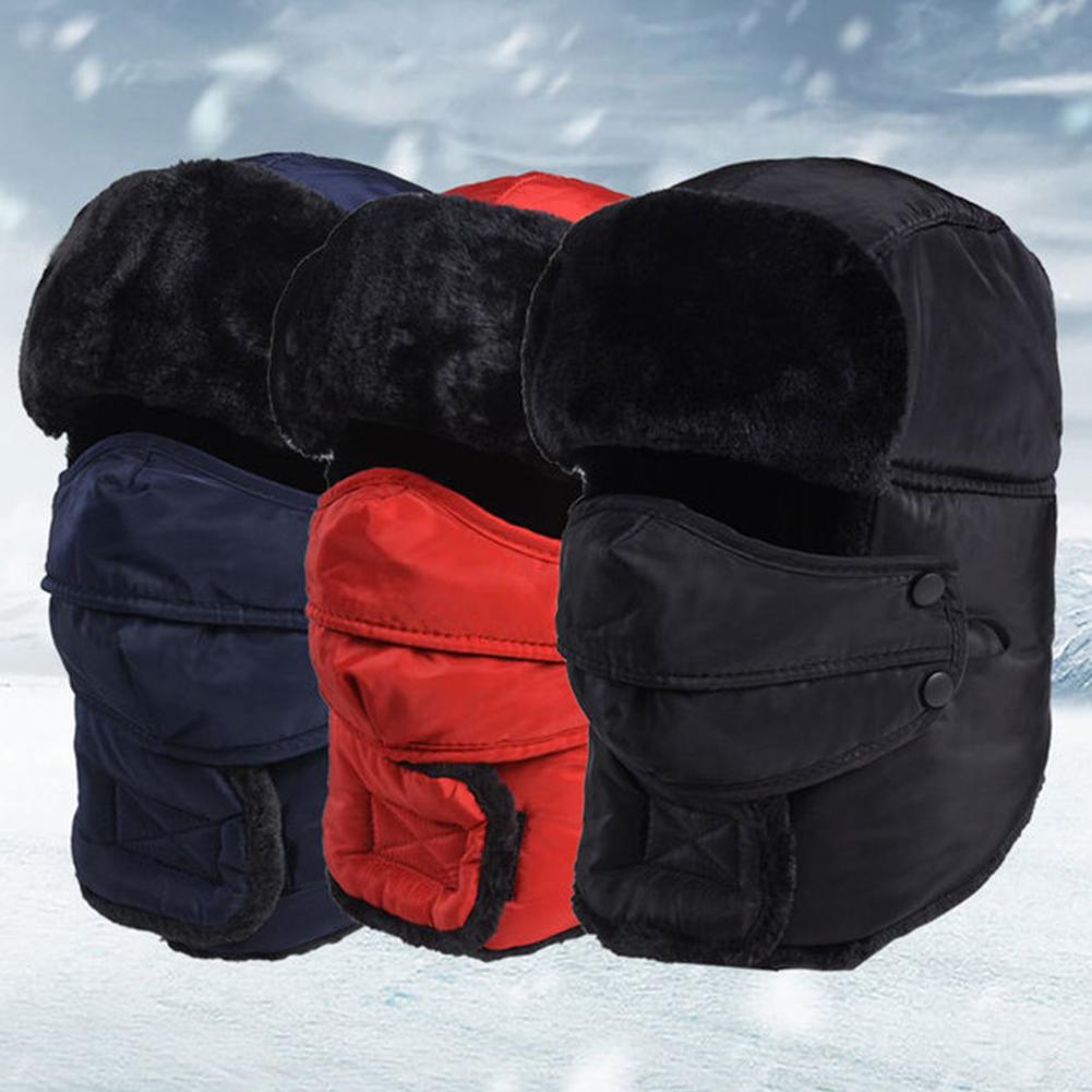 Man Winter Thicken Plush Warm Hat Mask Neck Ear Protection Riding Skiing Outdoor Hat