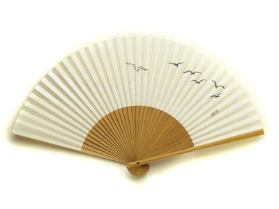 Kamome for Made In Japan by Paper Fan with a Japanese Kyo-sensu (Japanese Fan) Men, Kyoto, Double-sided Pattern.