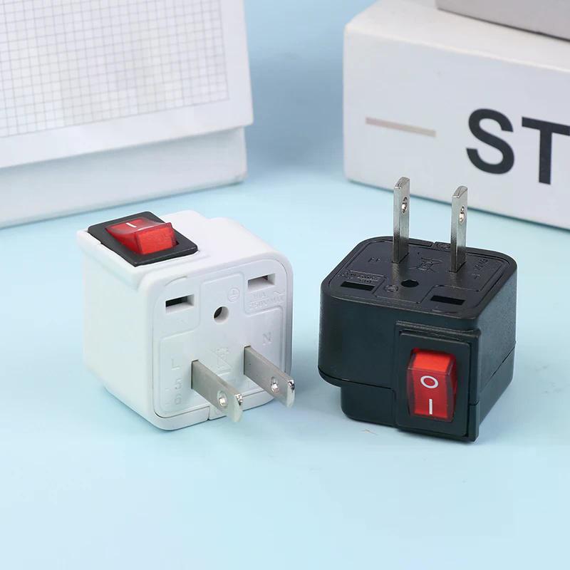 US 2 Pin Plug Adapter Converter AC100~250V 10A With Main On/Off Switch LED Indicator WSA-6 Electrical Plug Adapter