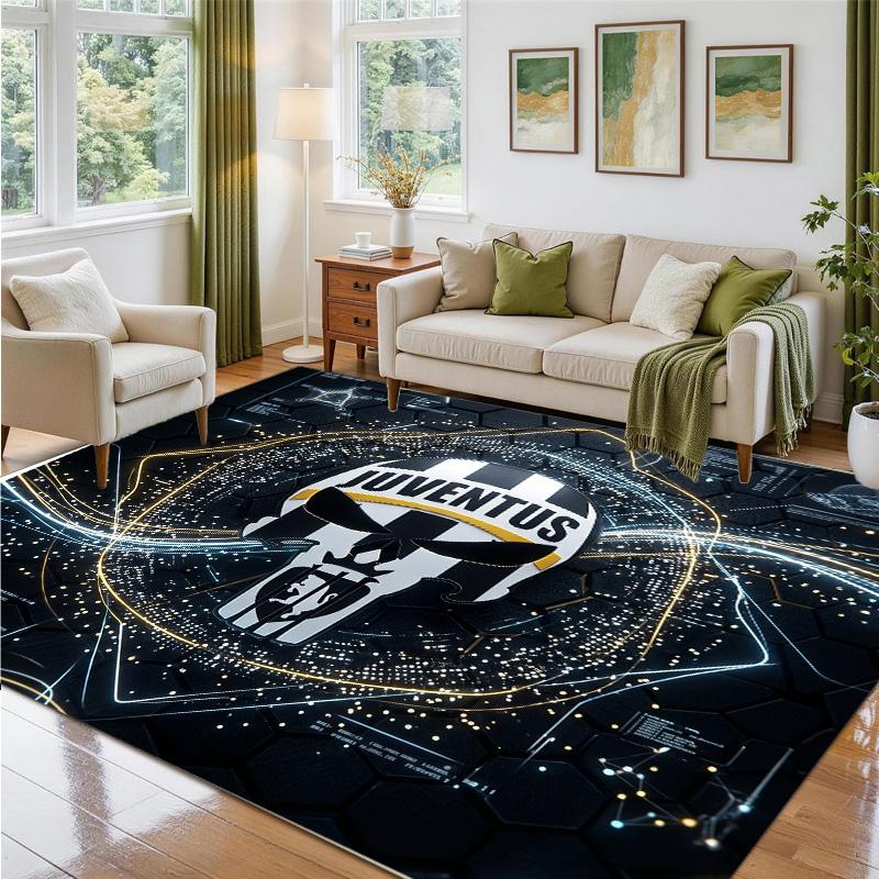 Juventus FC Design Crystal Velvet Rug Soft Decorative Mat for Bedroom Entrance