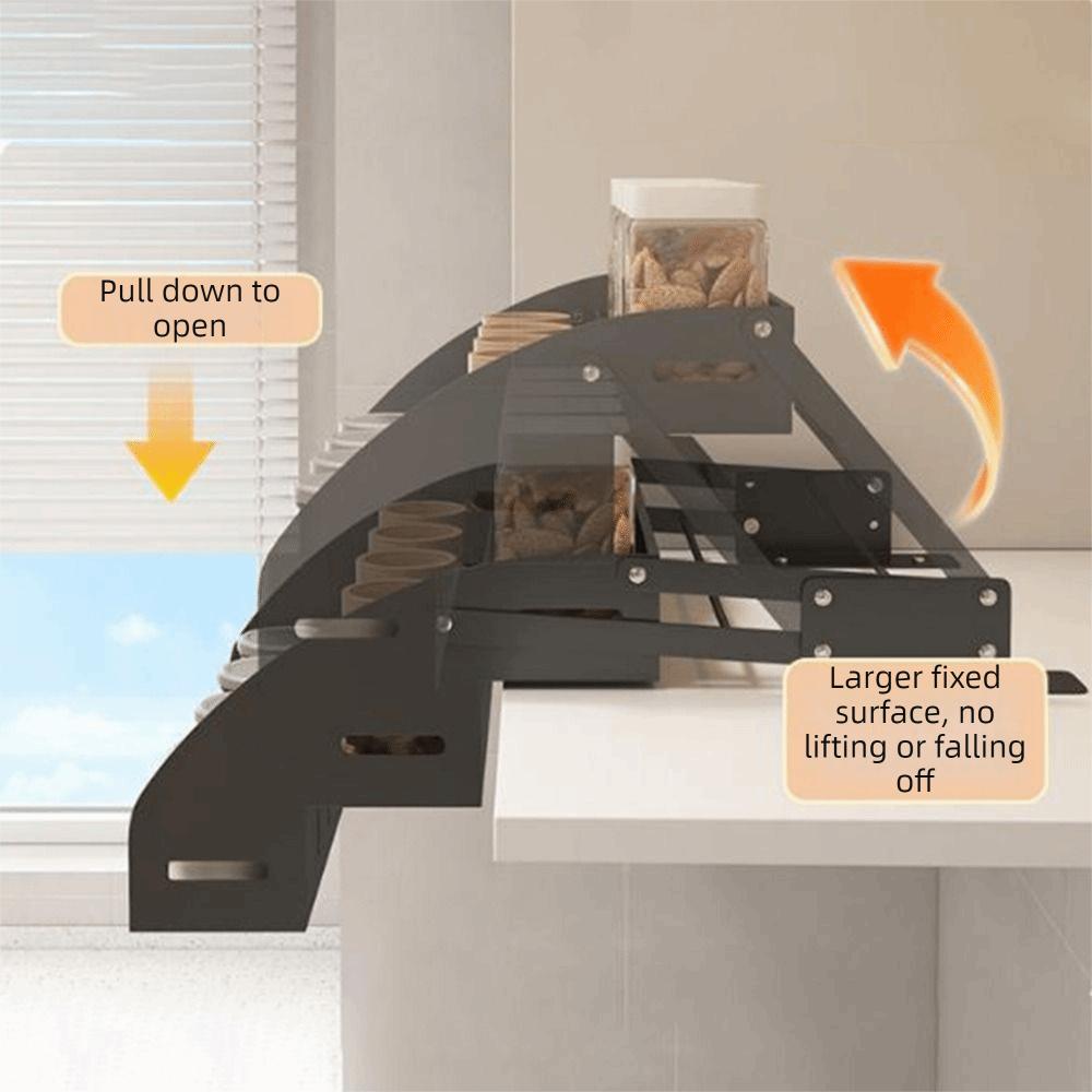 Anti Deformation 3-Tier Pull Down Spice Rack Retractable High Lift Pull Down Shelf for Top Cabinet